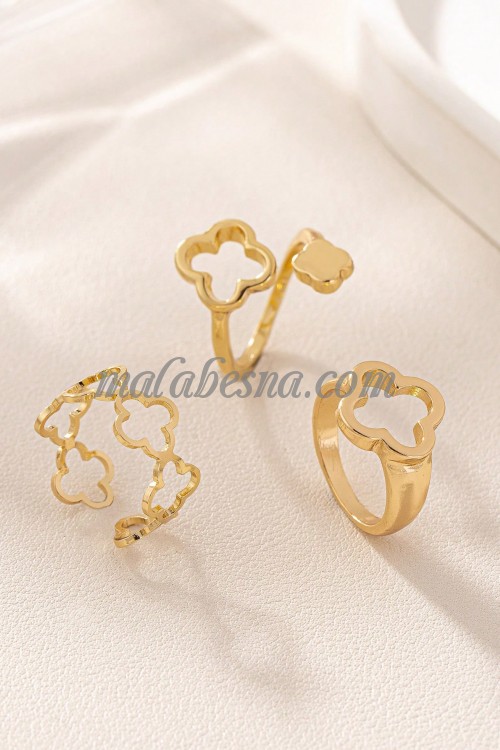 3 rings set with flower pattern