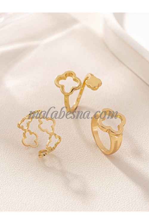 3 rings set with flower pattern