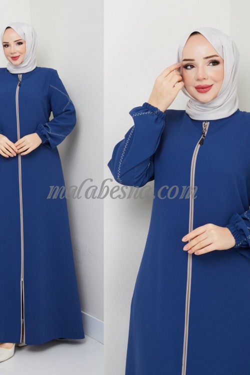 Blue Abaya with front zipper1