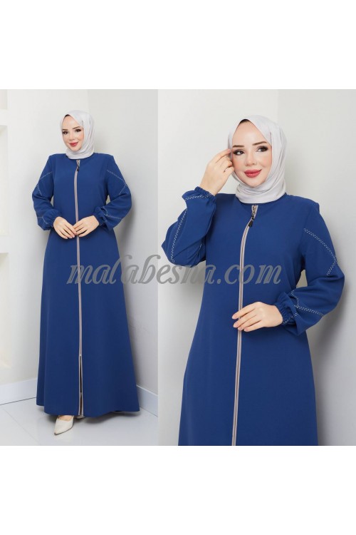 Blue Abaya with front zipper1