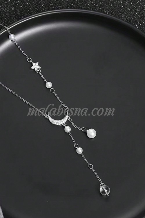 Silver necklace with moon