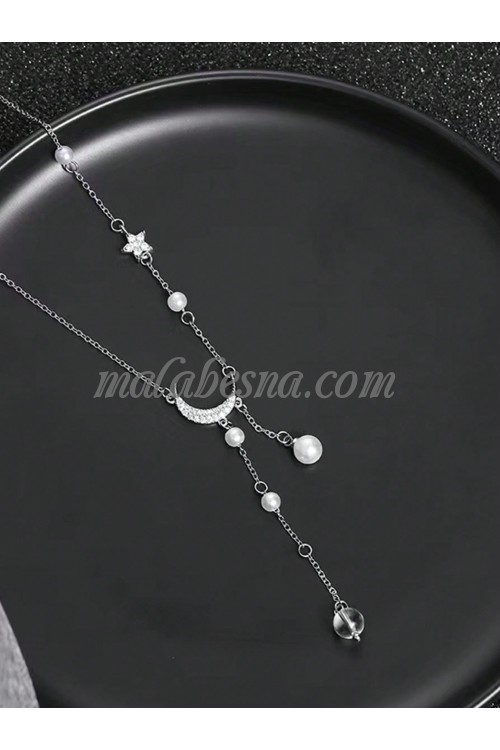 Silver necklace with moon