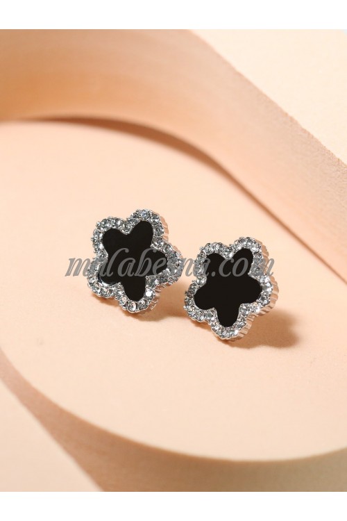 Zircon flower silver earrings