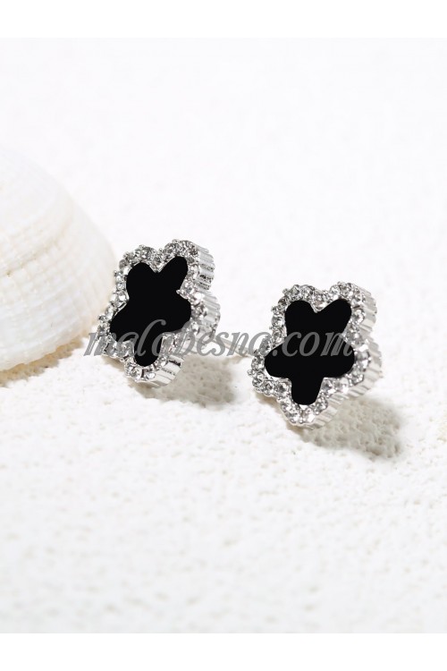 Zircon flower silver earrings