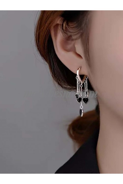 Silver heart drop earrings