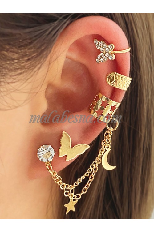 Golden Rhinestone Butterfly earrings