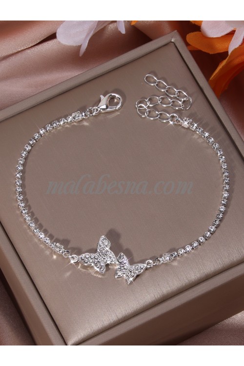 Silver Rhinestone Butterfly bracelet