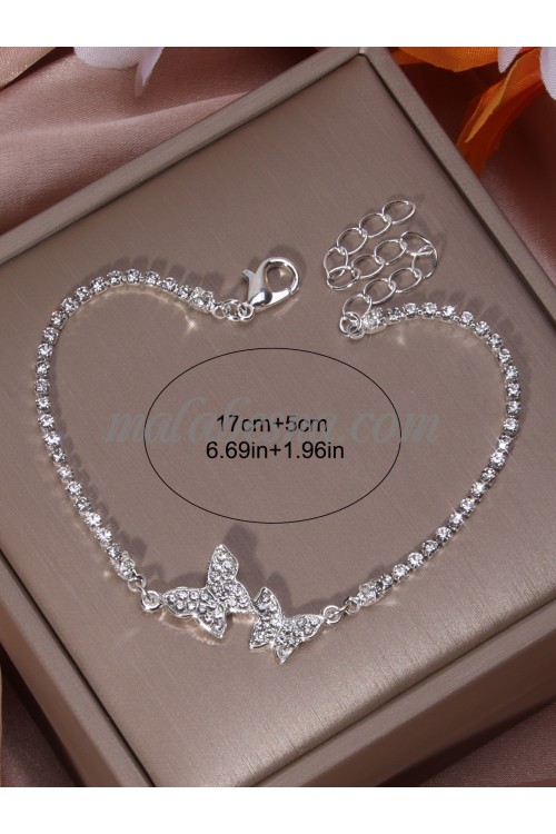 Silver Rhinestone Butterfly bracelet