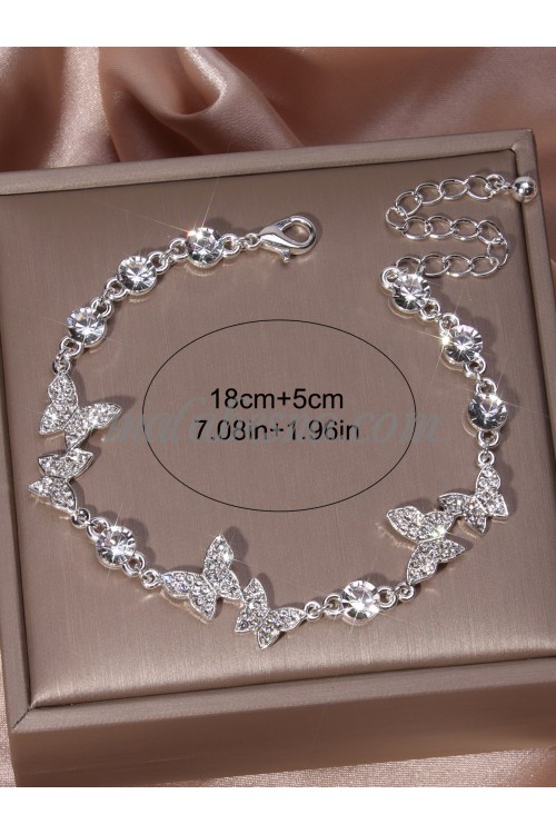 Silver Rhinestone bracelet with many Butterfly