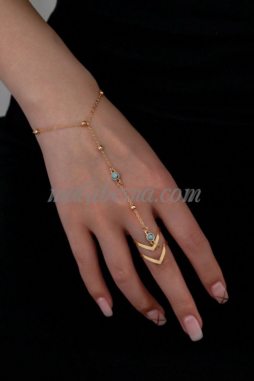 Golden Ring and bracelet chain attached together