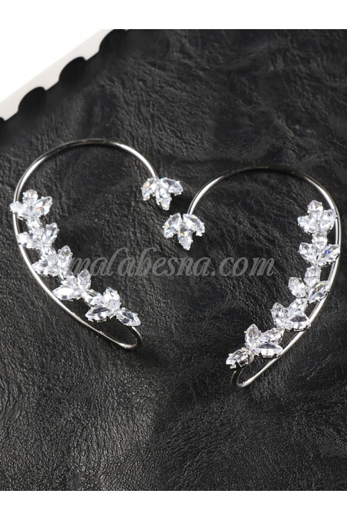 Hanging silver around the ear leaf earrings