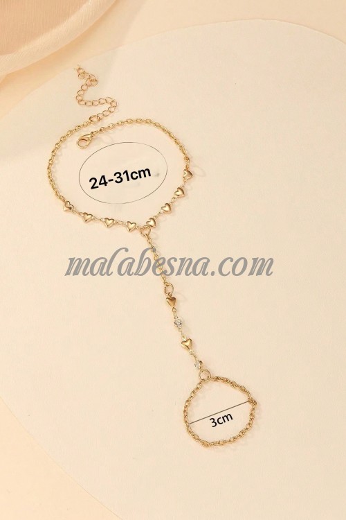 Golden anklet with hearts