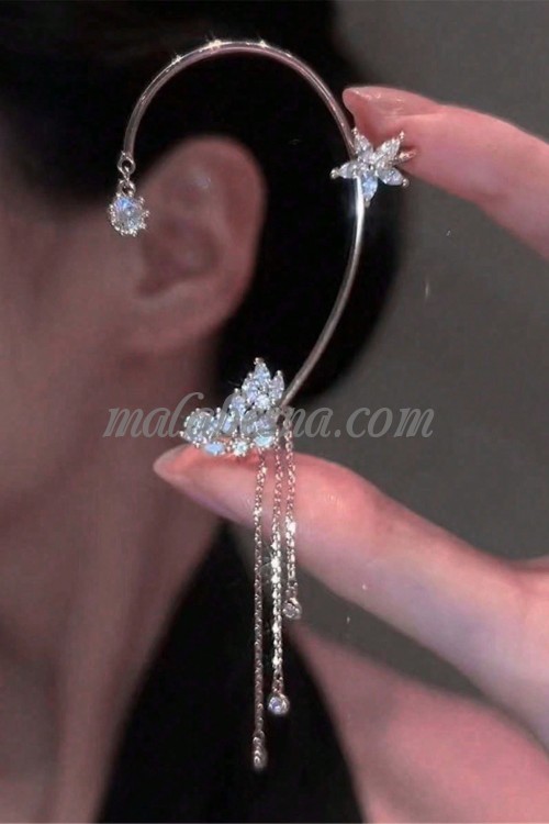 1 piece left ear Fashionable Rhinestone Butterfly Hanging Ear Jewelry