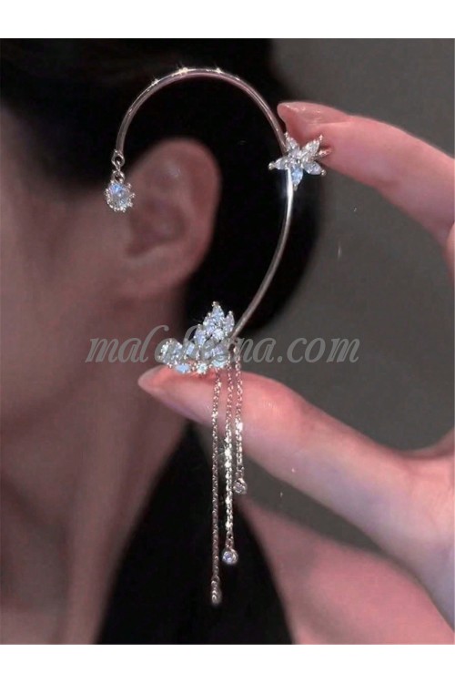 1 piece left ear Fashionable Rhinestone Butterfly Hanging Ear Jewelry