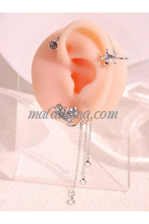 1 piece left ear Fashionable Rhinestone Butterfly Hanging Ear Jewelry