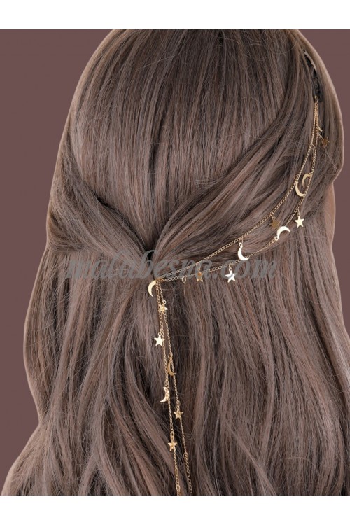 Chain hair clip with stars and moons