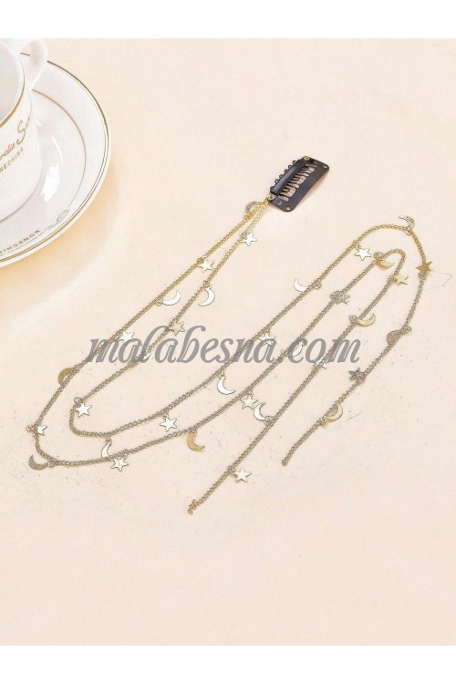 Chain hair clip with stars and moons