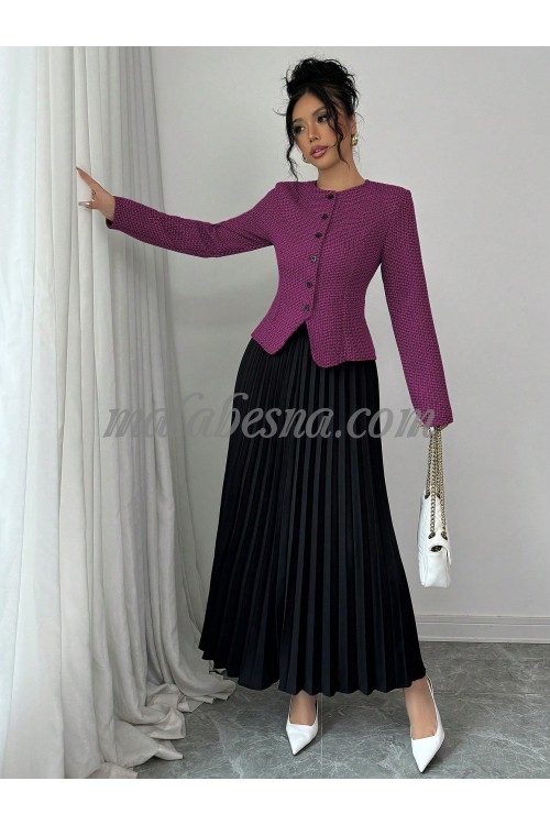 2 Pieces suit burgundy jacket and black skirt